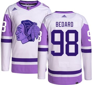 Adidas Chicago Blackhawks Youth Connor Bedard Authentic Hockey Fights Cancer NHL Jersey
