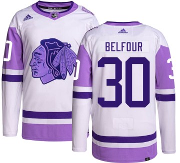 Adidas Chicago Blackhawks Youth ED Belfour Authentic Hockey Fights Cancer NHL Jersey