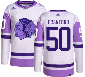 Adidas Chicago Blackhawks Youth Corey Crawford Authentic Hockey Fights Cancer NHL Jersey