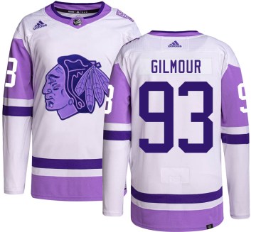 Adidas Chicago Blackhawks Youth Doug Gilmour Authentic Hockey Fights Cancer NHL Jersey