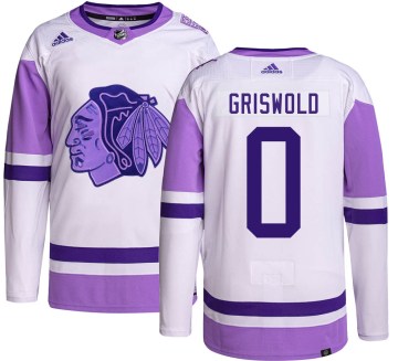 Adidas Chicago Blackhawks Youth Clark Griswold Authentic Hockey Fights Cancer NHL Jersey