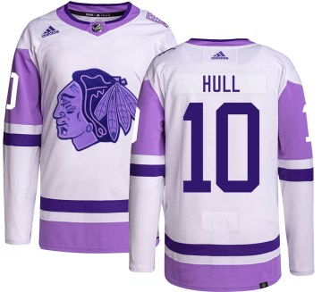 Adidas Chicago Blackhawks Youth Dennis Hull Authentic Hockey Fights Cancer NHL Jersey
