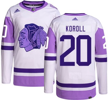Adidas Chicago Blackhawks Youth Cliff Koroll Authentic Hockey Fights Cancer NHL Jersey