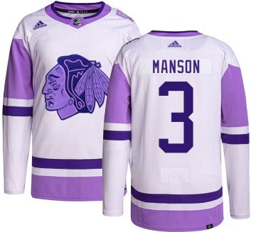 Adidas Chicago Blackhawks Youth Dave Manson Authentic Hockey Fights Cancer NHL Jersey