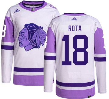 Adidas Chicago Blackhawks Youth Darcy Rota Authentic Hockey Fights Cancer NHL Jersey