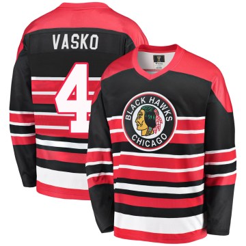 Fanatics Branded Chicago Blackhawks Youth Elmer Vasko Premier Red/Black Breakaway Heritage NHL Jersey