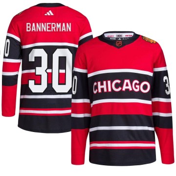 Adidas Chicago Blackhawks Men's Murray Bannerman Authentic Red Reverse Retro 2.0 NHL Jersey