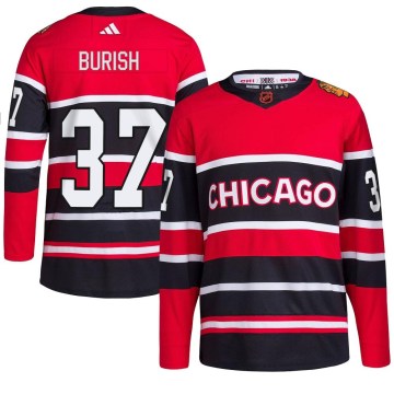 Adidas Chicago Blackhawks Men's Adam Burish Authentic Red Reverse Retro 2.0 NHL Jersey