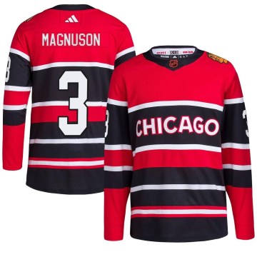 Adidas Chicago Blackhawks Men's Keith Magnuson Authentic Red Reverse Retro 2.0 NHL Jersey