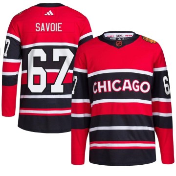 Adidas Chicago Blackhawks Men's Samuel Savoie Authentic Red Reverse Retro 2.0 NHL Jersey