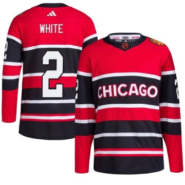 Adidas Chicago Blackhawks Men's Bill White Authentic White Red Reverse Retro 2.0 NHL Jersey